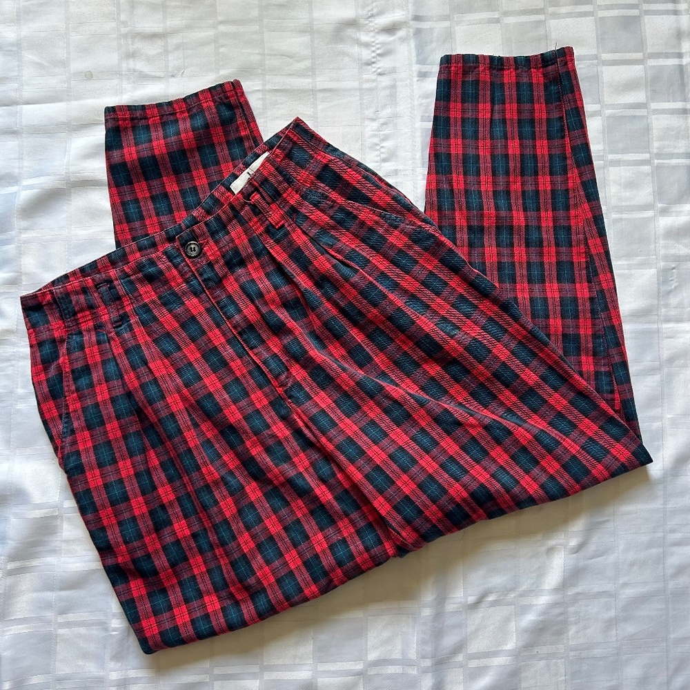 The Lodge Vintage Plaid High Rise Tapered Leg Trousers